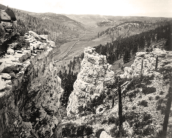 The Custer Wagon Train entering the Black Hills in 1874.